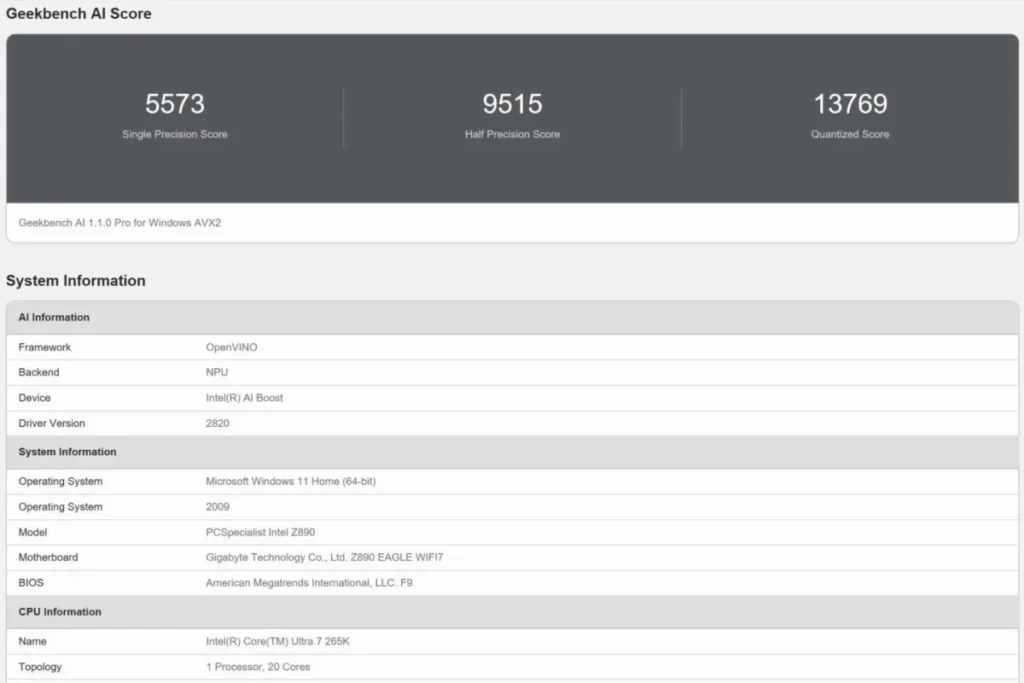 Тест OpenVINO NPU.
